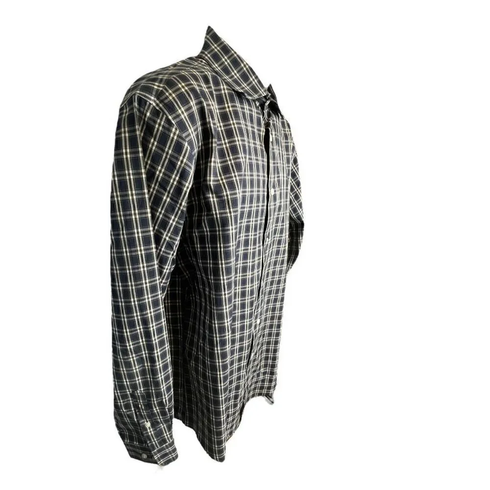 The Men's Store Bloomingdale's Blue Plaid Button Up Shirt Size XLarge Cotton